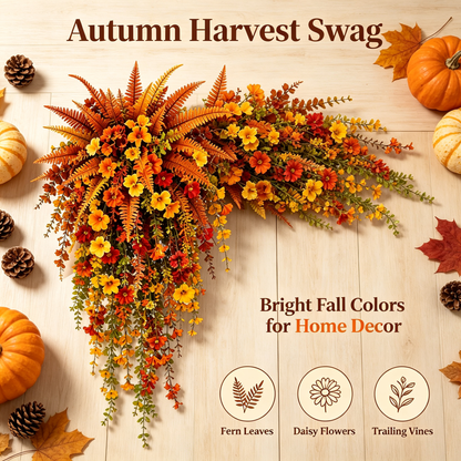 🍂 Artificial Fall Harvest Hanging Basket – Autumn Porch & Door Decoration