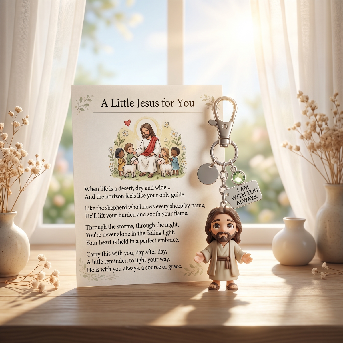 "A little reminder that you're not alone." - Comforting Pocket Reminder Keychain & Poem Card Gift Set 🌟🙏